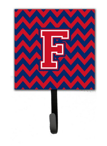 Letter F Chevron Yale Blue & Crimson Leash or Key Holder