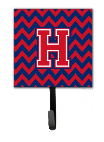 CJ1054-HSH4 Letter H Chevron Yale Blue & Crimson Leash or Key Holder