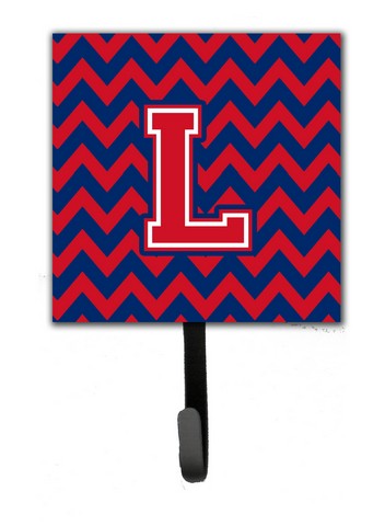 CJ1054-LSH4 Letter L Chevron Yale Blue & Crimson Leash or Key Holder