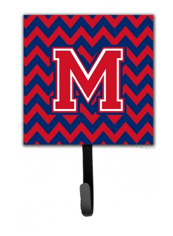 CJ1054-MSH4 Letter M Chevron Yale Blue & Crimson Leash or Key Holder