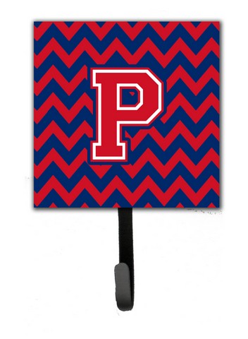 CJ1054-PSH4 Letter P Chevron Yale Blue & Crimson Leash or Key Holder