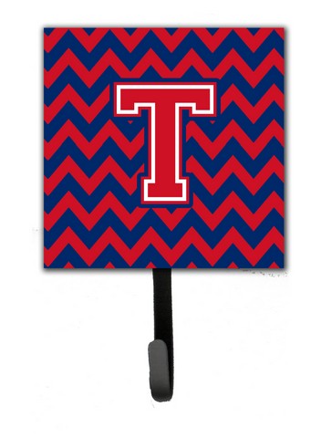 CJ1054-TSH4 Letter T Chevron Yale Blue & Crimson Leash or Key Holder