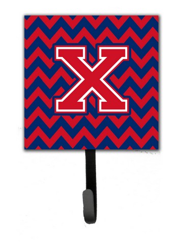 Letter X Chevron Yale Blue & Crimson Leash or Key Holder