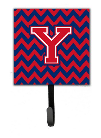 CJ1054-YSH4 Letter Y Chevron Yale Blue & Crimson Leash or Key Holder