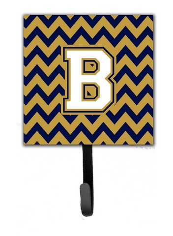 CJ1057-BSH4 Letter B Chevron Navy Blue & Gold Leash or Key Holder