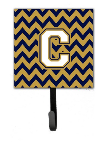 CJ1057-CSH4 Letter C Chevron Navy Blue & Gold Leash or Key Holder