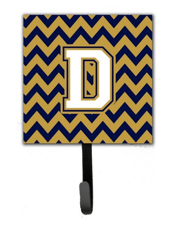 CJ1057-DSH4 Letter D Chevron Navy Blue & Gold Leash or Key Holder