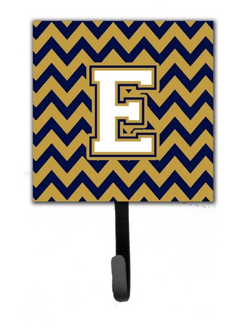 CJ1057-ESH4 Letter E Chevron Navy Blue & Gold Leash or Key Holder