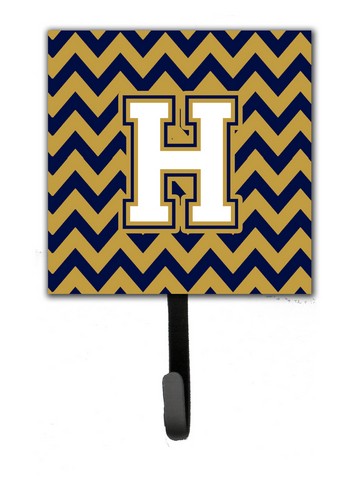 Letter H Chevron Navy Blue & Gold Leash or Key Holder
