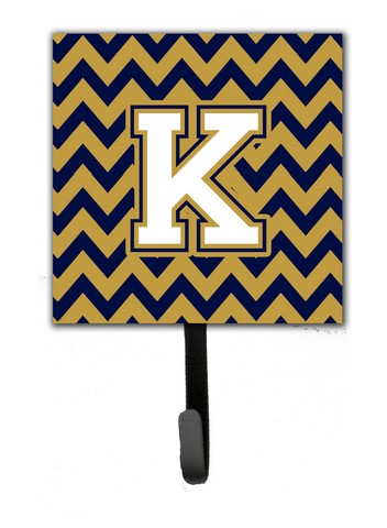 CJ1057-KSH4 Letter K Chevron Navy Blue & Gold Leash or Key Holder