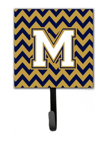CJ1057-MSH4 Letter M Chevron Navy Blue & Gold Leash or Key Holder