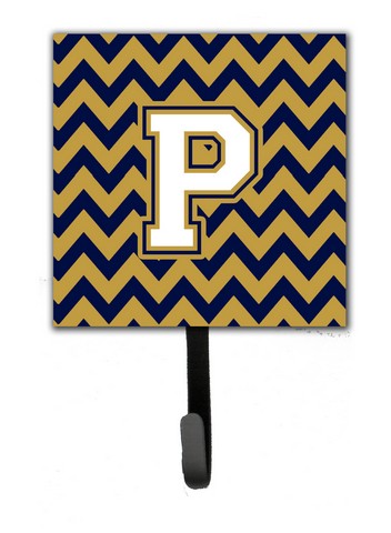 CJ1057-PSH4 Letter P Chevron Navy Blue & Gold Leash or Key Holder
