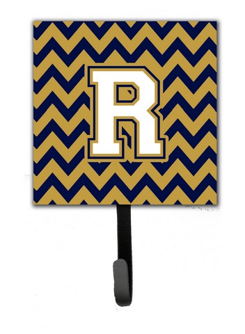Letter R Chevron Navy Blue & Gold Leash or Key Holder