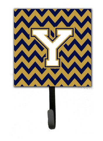 CJ1057-YSH4 Letter Y Chevron Navy Blue & Gold Leash or Key Holder