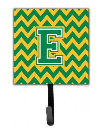 CJ1059-ESH4 Letter E Chevron Green & Gold Leash or Key Holder