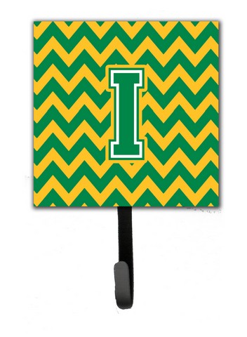CJ1059-ISH4 Letter I Chevron Green & Gold Leash or Key Holder