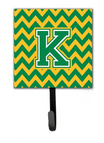 CJ1059-KSH4 Letter K Chevron Green & Gold Leash or Key Holder