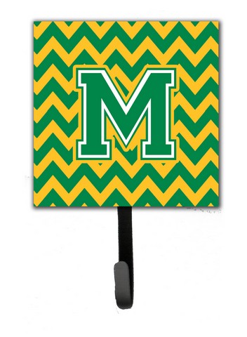 CJ1059-MSH4 Letter M Chevron Green & Gold Leash or Key Holder