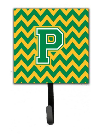 CJ1059-PSH4 Letter P Chevron Green & Gold Leash or Key Holder