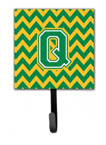 CJ1059-QSH4 Letter Q Chevron Green & Gold Leash or Key Holder