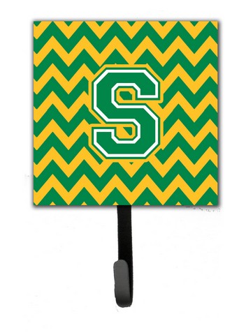 CJ1059-SSH4 Letter S Chevron Green & Gold Leash or Key Holder