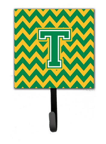 CJ1059-TSH4 Letter T Chevron Green & Gold Leash or Key Holder
