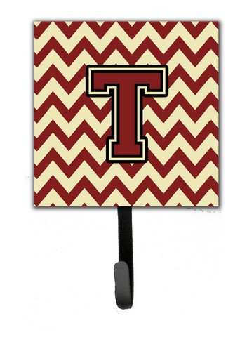 CJ1061-TSH4 Letter T Chevron Maroon & Gold Leash or Key Holder