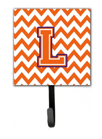 CJ1062-LSH4 Letter L Chevron Orange & Regalia Leash or Key Holder