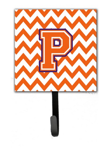 CJ1062-PSH4 Letter P Chevron Orange & Regalia Leash or Key Holder