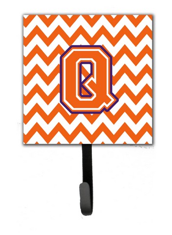 CJ1062-QSH4 Letter Q Chevron Orange & Regalia Leash or Key Holder