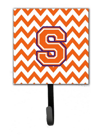 CJ1062-SSH4 Letter S Chevron Orange & Regalia Leash or Key Holder
