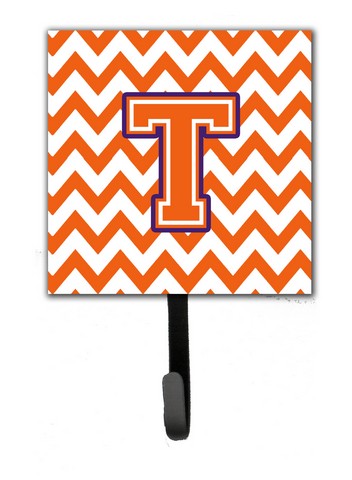 CJ1062-TSH4 Letter T Chevron Orange & Regalia Leash or Key Holder
