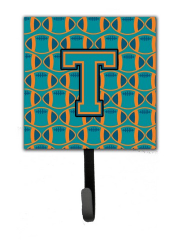 Picture of Carolines Treasures CJ1063-TSH4 Letter T Football Aqua, Orange & Marine Blue Leash or Key Holder