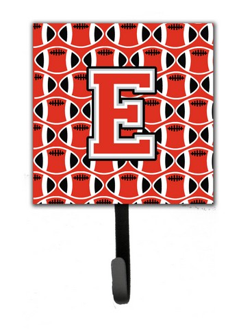 CJ1067-ESH4 Letter E Football Scarlet & Grey Leash or Key Holder