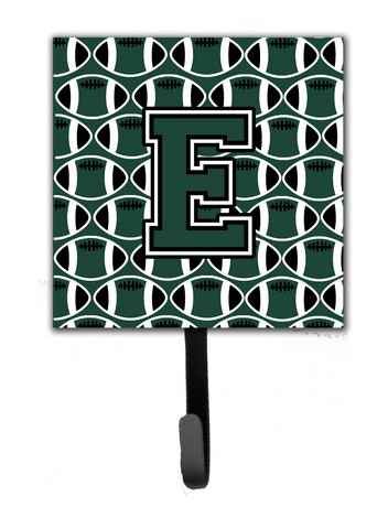 CJ1071-ESH4 Letter E Football Green & White Leash or Key Holder