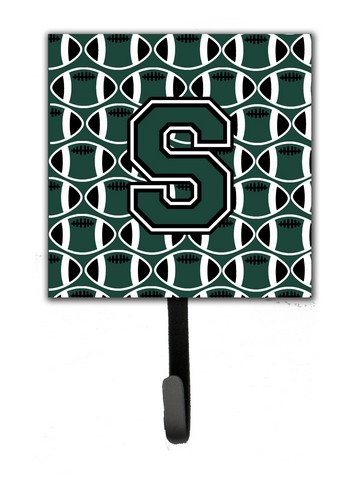 CJ1071-SSH4 Letter S Football Green & White Leash or Key Holder