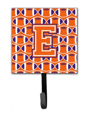 CJ1072-ESH4 Letter E Football Orange, White & Regalia Leash or Key Holder