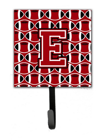 CJ1073-ESH4 Letter E Football Red, Black & White Leash or Key Holder