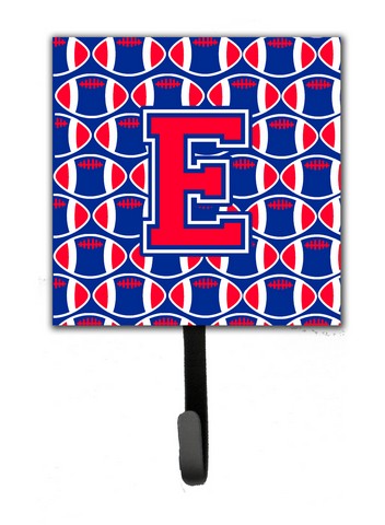 CJ1076-ESH4 Letter E Football Harvard Crimson & Yale Blue Leash or Key Holder