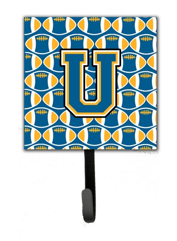 Picture of Carolines Treasures CJ1077-USH4 Letter U Football Blue & Gold Leash or Key Holder, 6 x 1.25 x 4.25 in.