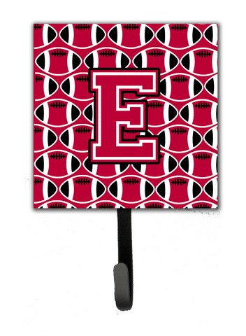 CJ1079-ESH4 Letter E Football Crimson & White Leash or Key Holder