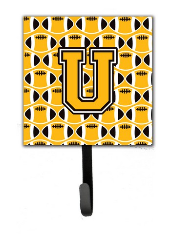 Picture of Carolines Treasures CJ1080-USH4 Letter U Football Black, Old Gold & White Leash or Key Holder