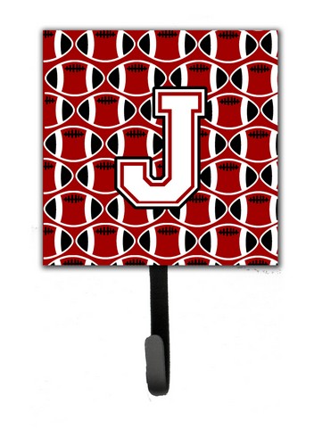 Letter J Football Cardinal & White Leash or Key Holder