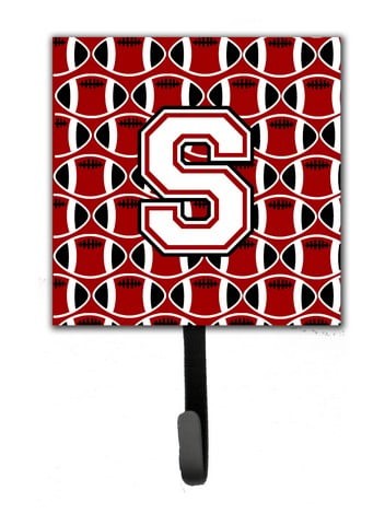 CJ1082-SSH4 Letter S Football Cardinal & White Leash or Key Holder