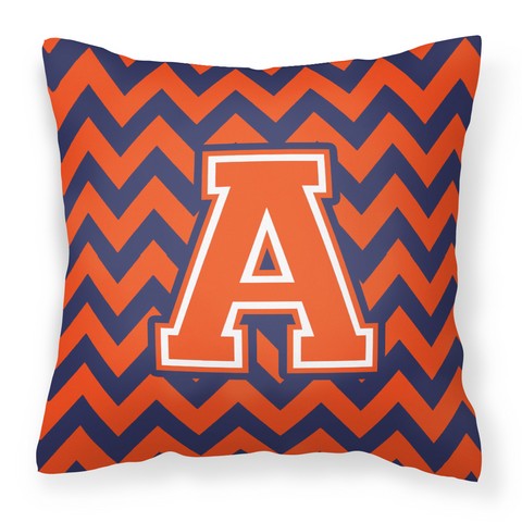 Letter A Chevron Orange & Blue Fabric Decorative Pillow, 14 x 3 x 14 in.