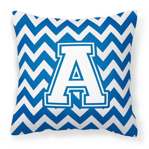 Letter A Chevron Blue & White Fabric Decorative Pillow - Blue & White - 14in. H x 3in. W x 14in. L