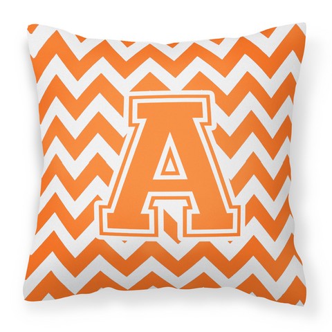 CJ1046-APW1414 Letter A Chevron Orange & White Fabric Decorative Pillow