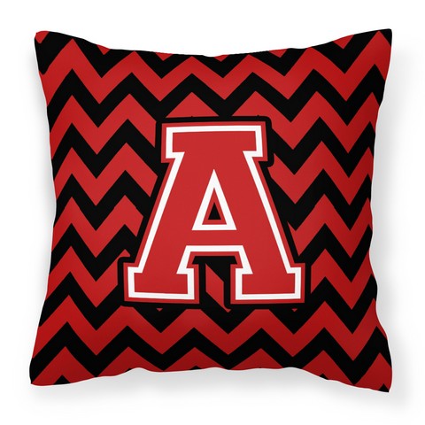 CJ1047-APW1414 Letter A Chevron Black & Red Fabric Decorative Pillow