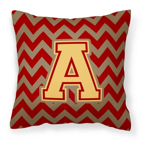 Picture of Carolines Treasures CJ1048-APW1414 Letter A Chevron Garnet & Gold Fabric Decorative Pillow