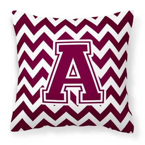 Letter A Chevron Maroon & White Fabric Decorative Pillow - Maroon & White - 14in. H x 3in. W x 14in. L